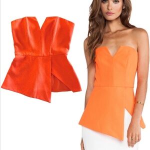 Finders Keepers Asymmetrical Bustier Top Neon Orange sz S Revolve $130